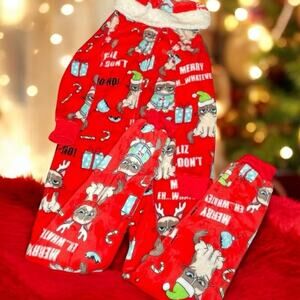 Grumpy Cat Pajamas Women Small 4-6 Christmas One Piece Hooded Fleece Loungewear